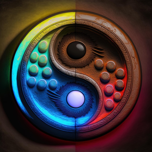 Kolorowe Yin i Yang wykonane z kombinacji kolorów. Symbol harmonii