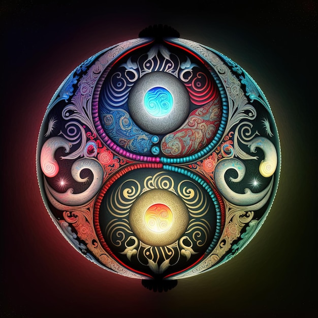 Kolorowe Yin i Yang wykonane z kombinacji kolorów. Symbol harmonii