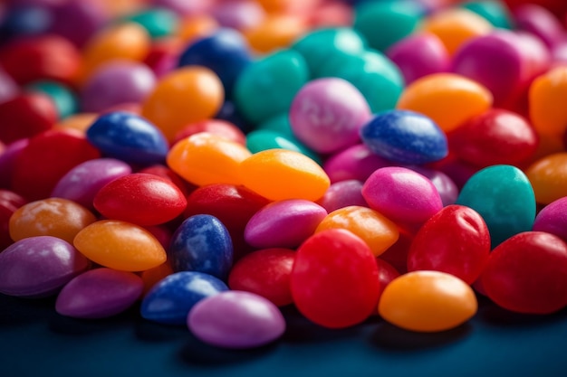 Kolorowe zbliżenie cukierków Generowanie Ai