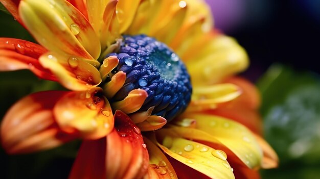 Zdjęcie kolorowe zbliżenie kwiatowe generative ai