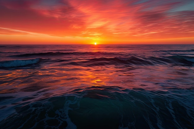 Kolorowo gradientowy zachód słońca nad oceanem