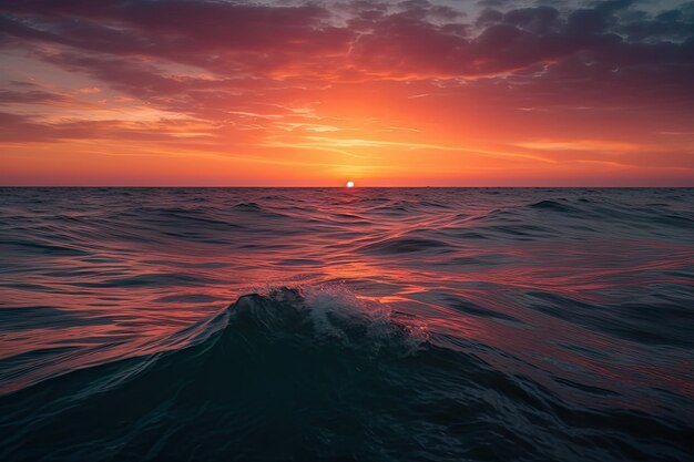 Kolorowo gradientowy zachód słońca nad oceanem