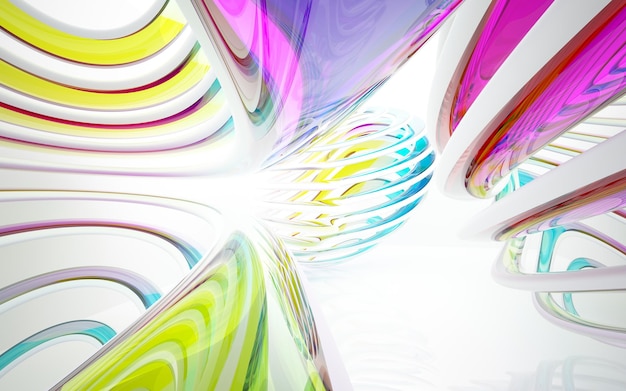 Kolorowy abstrakcyjny obraz obiektów szklanych ze słowem szkło.