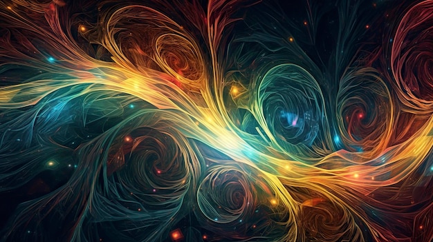 Kolorowy abstrakcyjny obraz spirali ze słowem umysł.