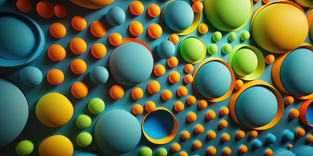 Kolorowy abstrakcyjny obraz z generatywnymi kręgami i kropkami AI