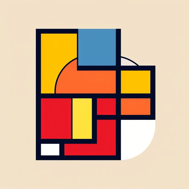 Zdjęcie kolorowy abstrakcyjny symbol z bauhaus design żywymi ilustracjami i fragmentowanymi formami
