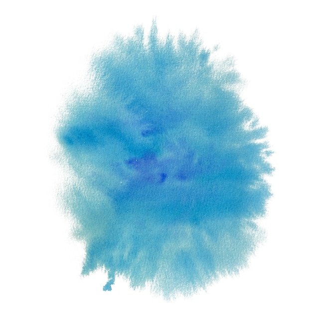 Zdjęcie kolorowy akwarelowy rysunek niebieskiej plamy ręcznie wykonany różową farbą akwarelową