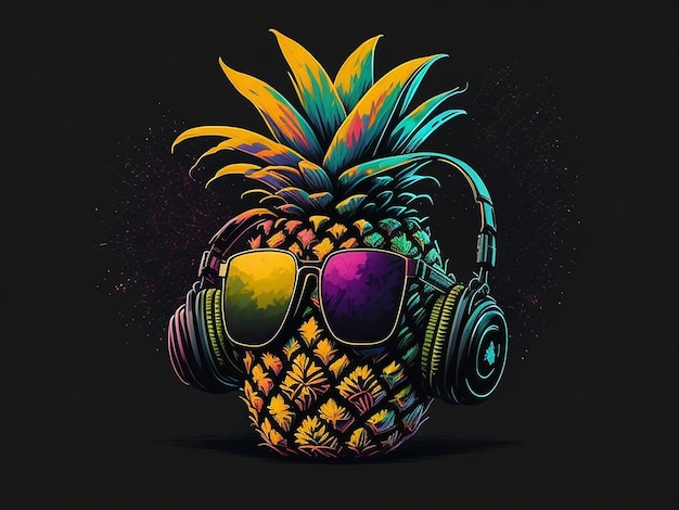 Zdjęcie kolorowy ananas z okularami przeciwsłonecznymi ilustracja wektorowa