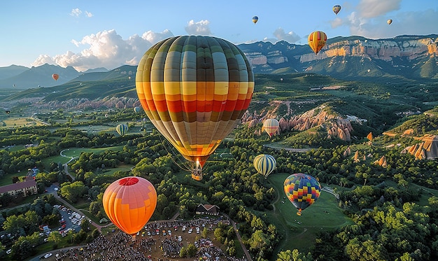 kolorowy balon gorącego powietrza z słowami gorące powietrze na dnie