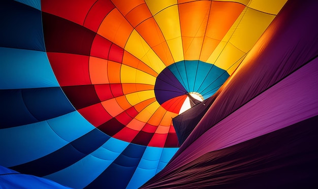 Kolorowy balon na ogrzane powietrze na błękitnym niebie