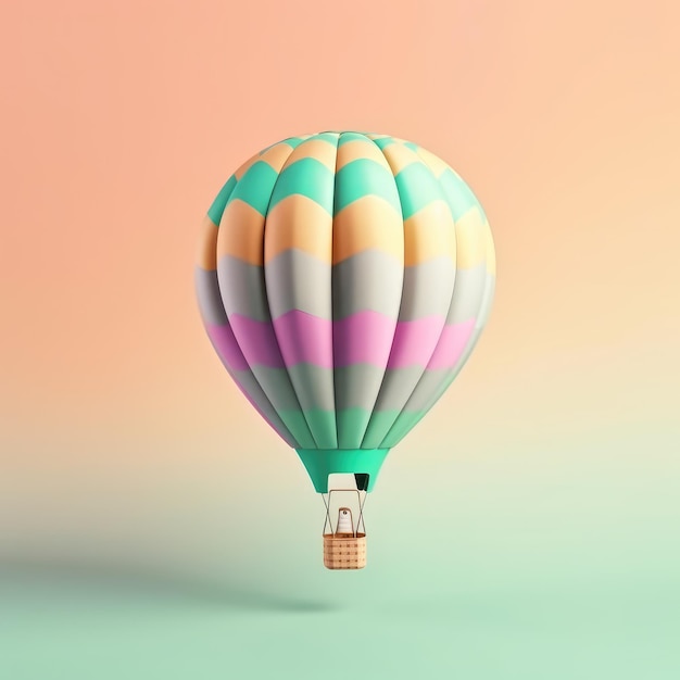 Kolorowy balon na ogrzane powietrze w pastelowym tle Koncepcja podróży i przygody symbolizująca wolność i emocje Generative AI