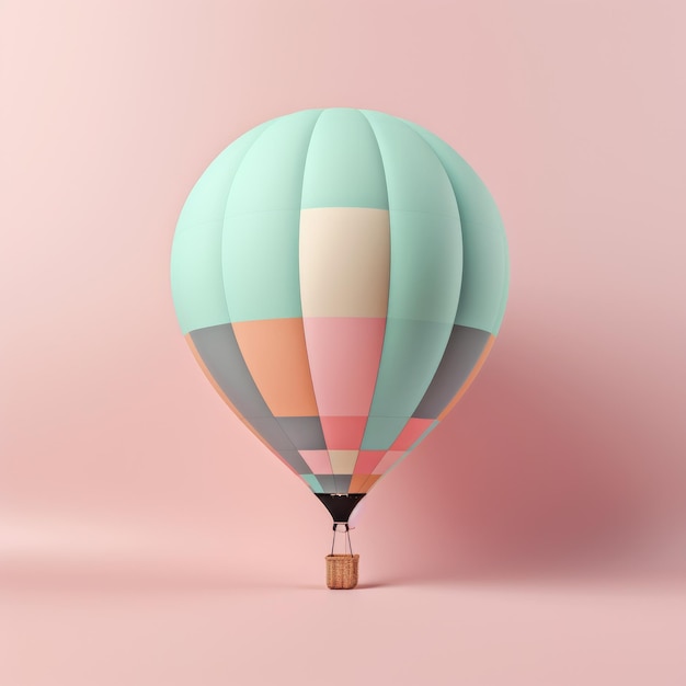 Kolorowy balon na ogrzane powietrze w pastelowym tle Koncepcja podróży i przygody symbolizująca wolność i emocje Generative AI