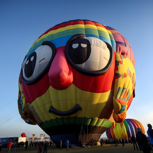 Kolorowy balon na ogrzane powietrze z twarzą