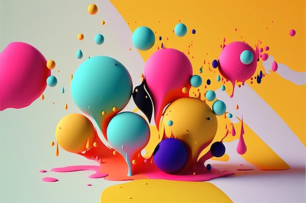 Kolorowy baner kropli farby olejnej z generatywnym stylem artystycznym ai