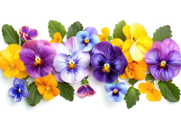 Kolorowy baner kwiatów wiosennych na białym tle Element projektowania kwiatowego