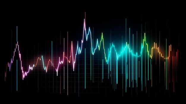 Zdjęcie kolorowy cyfrowy wykres na rynku giełdowym generatywny ilustrator ai
