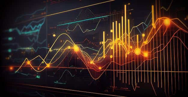 Kolorowy cyfrowy wykres wykresu giełdowego Generative AI