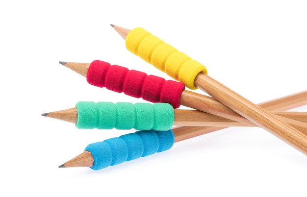kolorowy drewna Ołówek samodzielnie na białym tle.