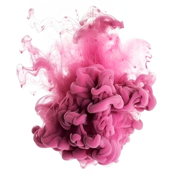 Kolorowy dym w kolorze różowym na białym tle generatywnej AI
