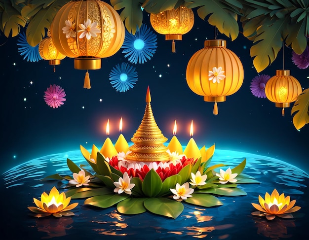 kolorowy festiwal loy krathong w tajlandii