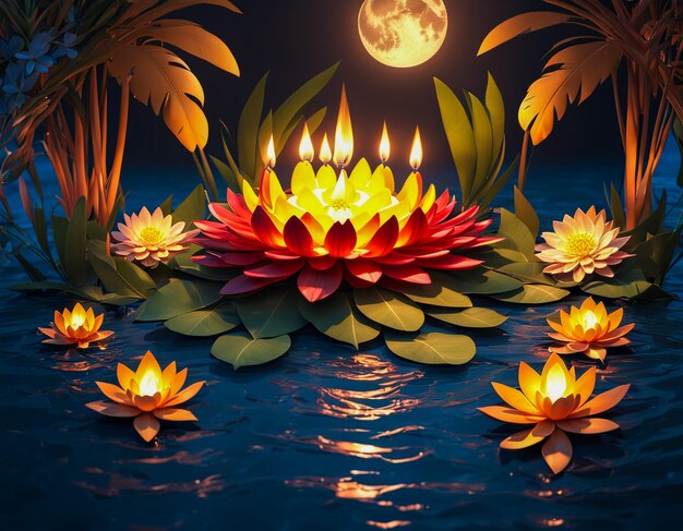 Zdjęcie kolorowy festiwal loy krathong w tajlandii