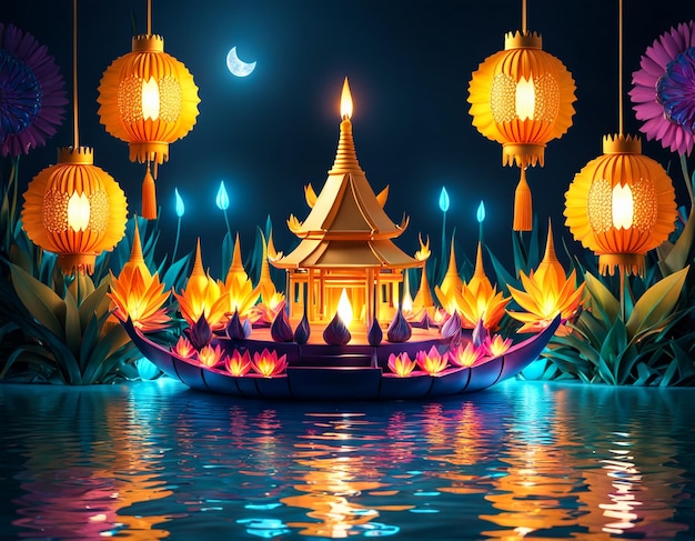 kolorowy festiwal loy krathong w tajlandii