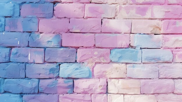 Kolorowy fioletowo-niebieski, różowy i beżowy mur z cegły jako tekstura tła