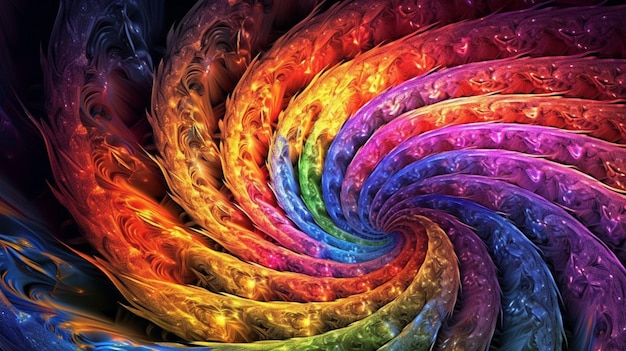 Kolorowy fraktal o konstrukcji spiralnej
