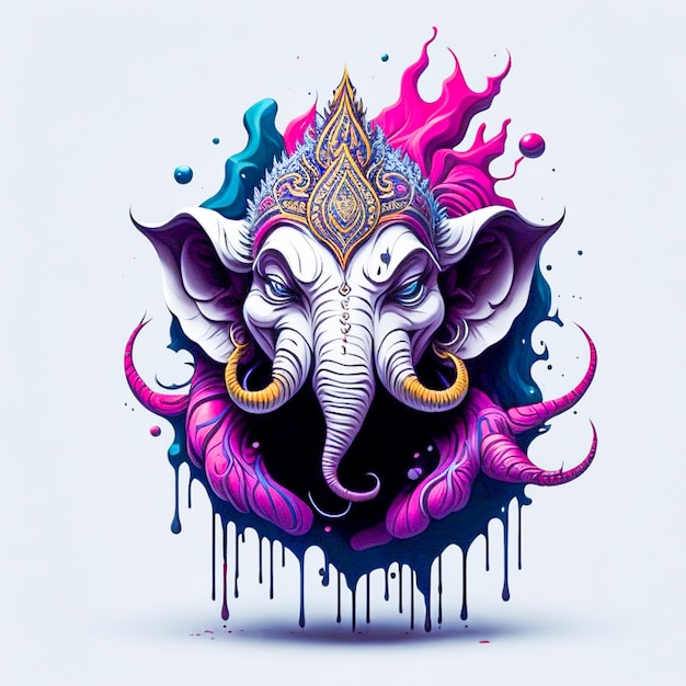 Kolorowy Ganesha Z Purpurową Głową