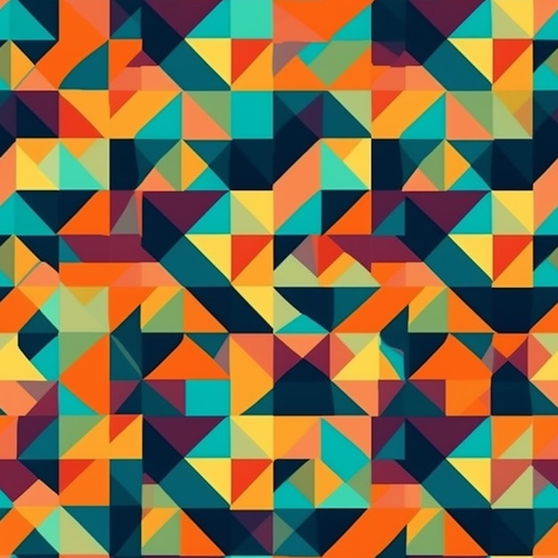 Kolorowy geometryczny wzór z trójkątem pośrodku.