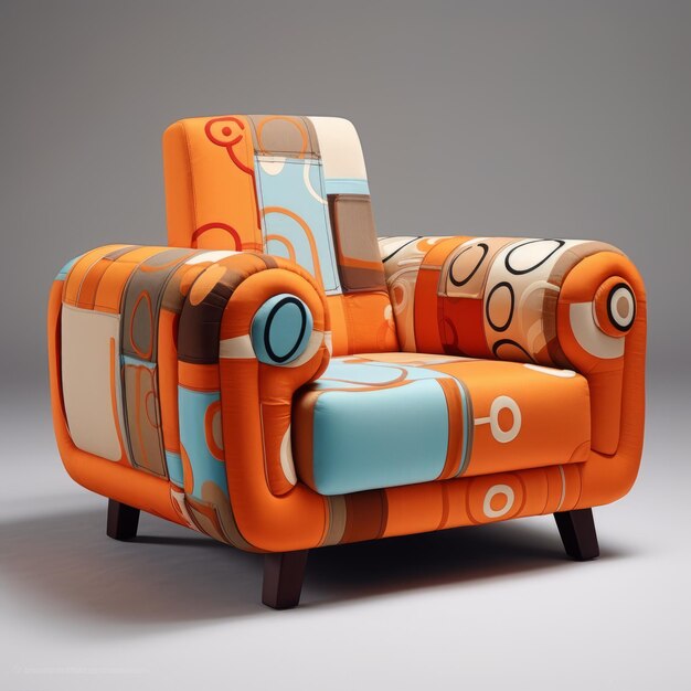 Kolorowy I Kreatywny Retro Fotel Z Luksusowymi Tkaninami