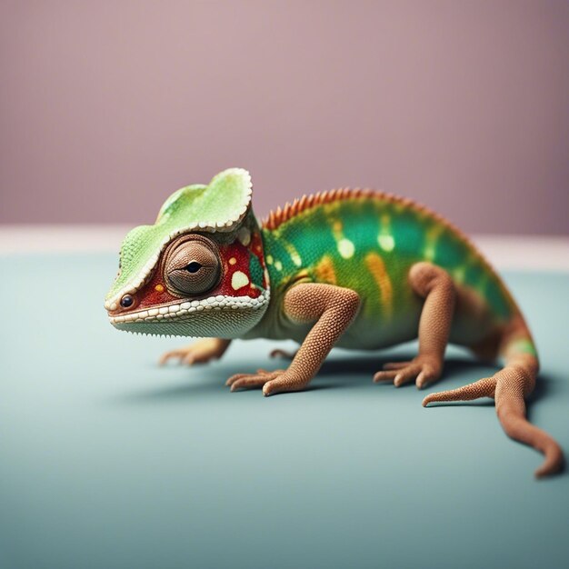 Zdjęcie kolorowy kameleon w zbliżeniu