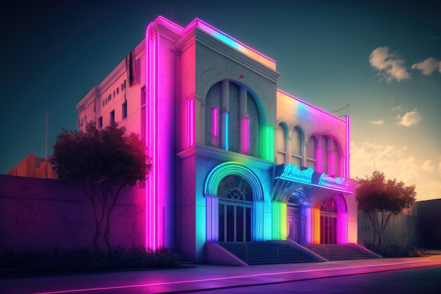 Kolorowy klub nocny z oszałamiającą fasadą