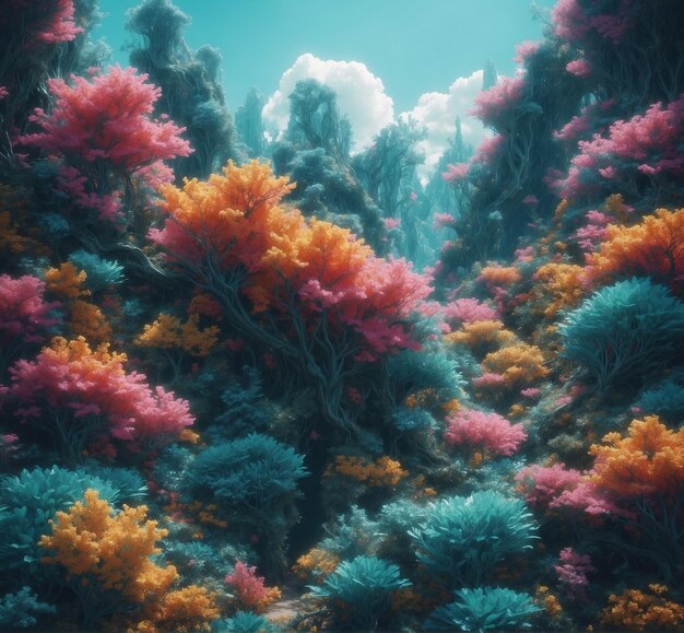 Zdjęcie kolorowy koral z napisem 
