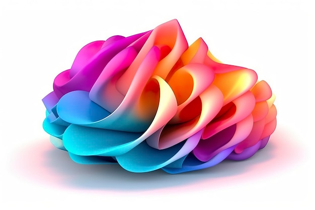 Zdjęcie kolorowy kształt gradientu objętościowego 3d izolowany na białym tle ai generative