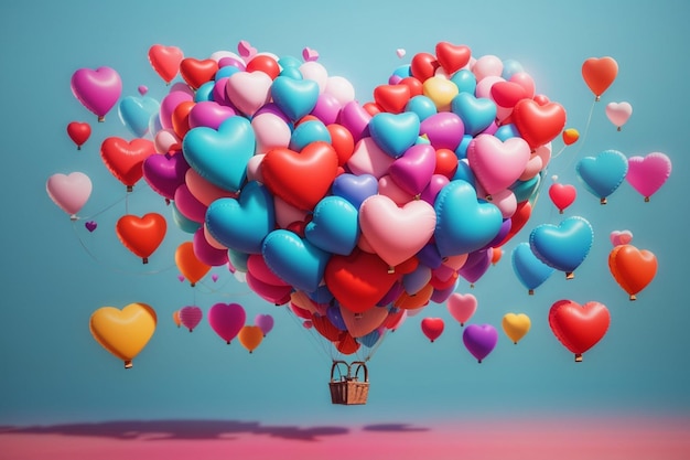 Kolorowy kształt serca balon powietrzny zbiór zdjęć koncepcja izolowana na kolorowym tle nowy