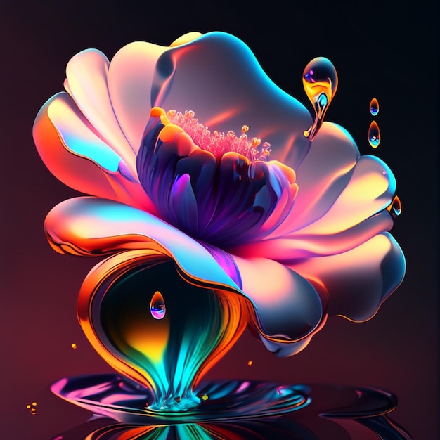 Kolorowy kwiat 3D