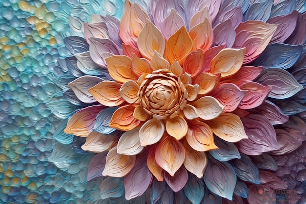 Kolorowy kwiat Impasto Malarstwo Art Ai generatywny