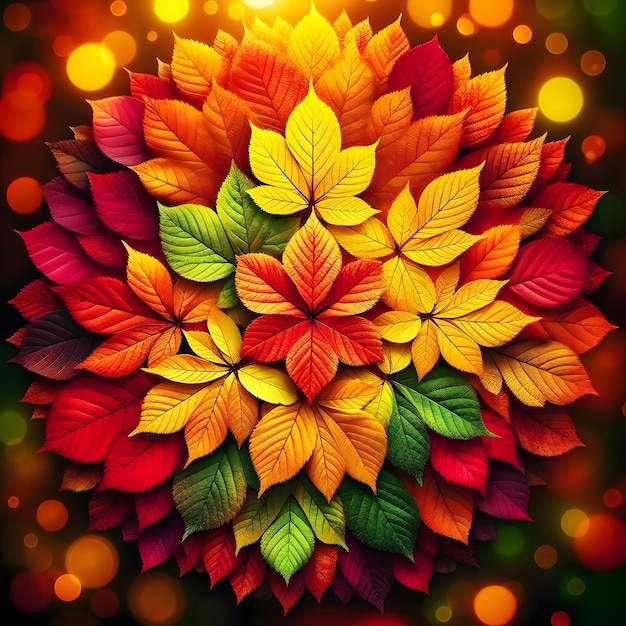 Kolorowy kwiat, który jest wykonany przez artystę jesieni Piękne kolorowe liście