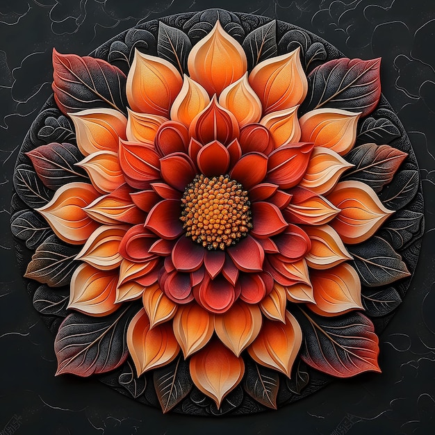 Kolorowy kwiat mandali malowany sprayem Realizm autorstwa Andrzeja Sykuta