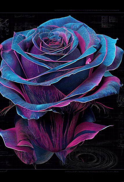Kolorowy kwiat z napisem róże