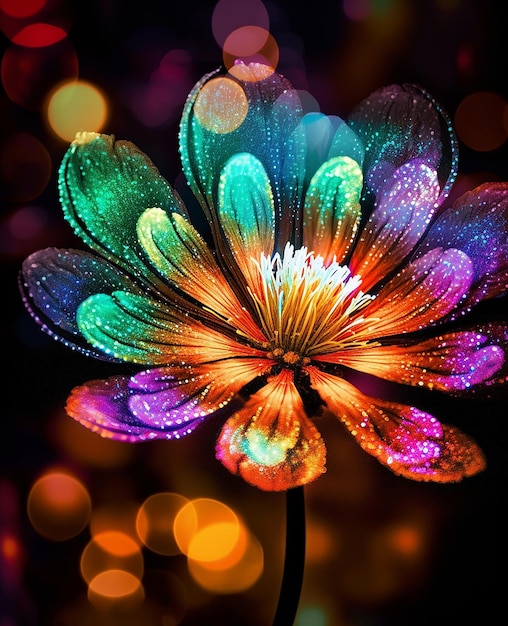 Kolorowy kwiat ze słowem światło
