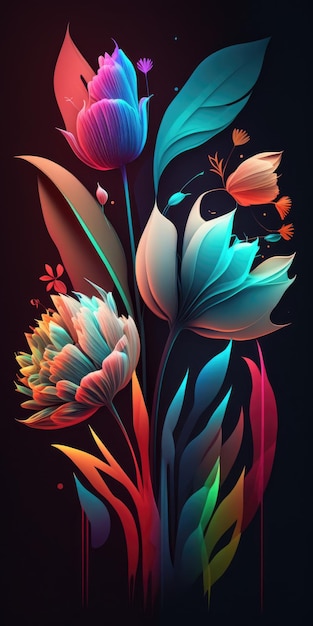 Kolorowy kwiatowy plakat z bukietem kwiatów.