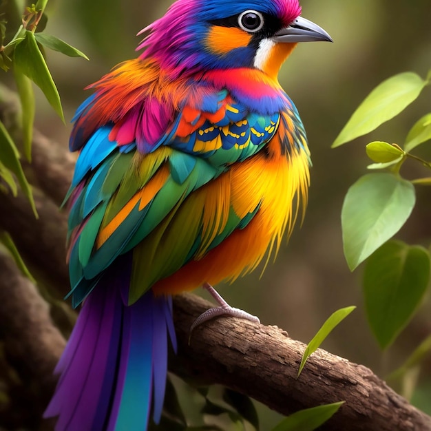 Kolorowy mały ptak z gęstym, błyszczącym piórem.