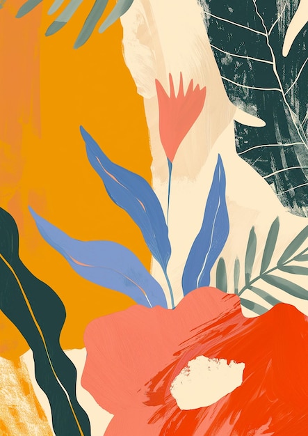 Kolorowy Matisse Oil Paint Cutout Kwiaty Plakat