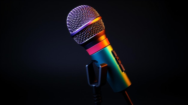 Kolorowy mikrofon z czarnym tłem