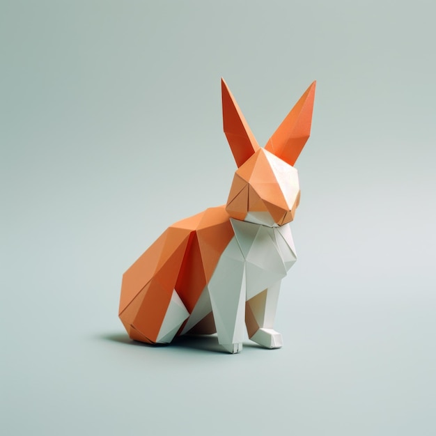 Kolorowy minimalizm Wyraźny Origami Królik 3d Model