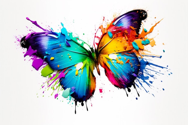 Zdjęcie kolorowy motyl z farbą poplamioną na skrzydłach generacyjna sztuczna inteligencja