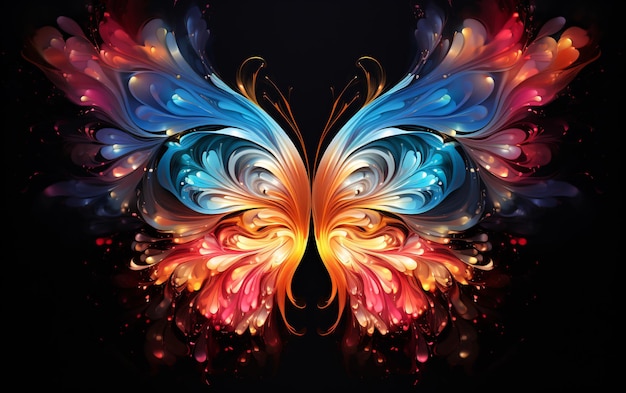 kolorowy motyl z wielokolorowymi skrzydłami jest pokazany kształt motyla fantazja tło bajka