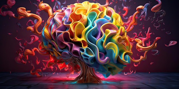 kolorowy mózg pokryty kolorami